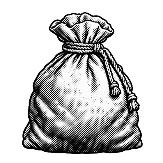 A canvas money bag tied with a cord